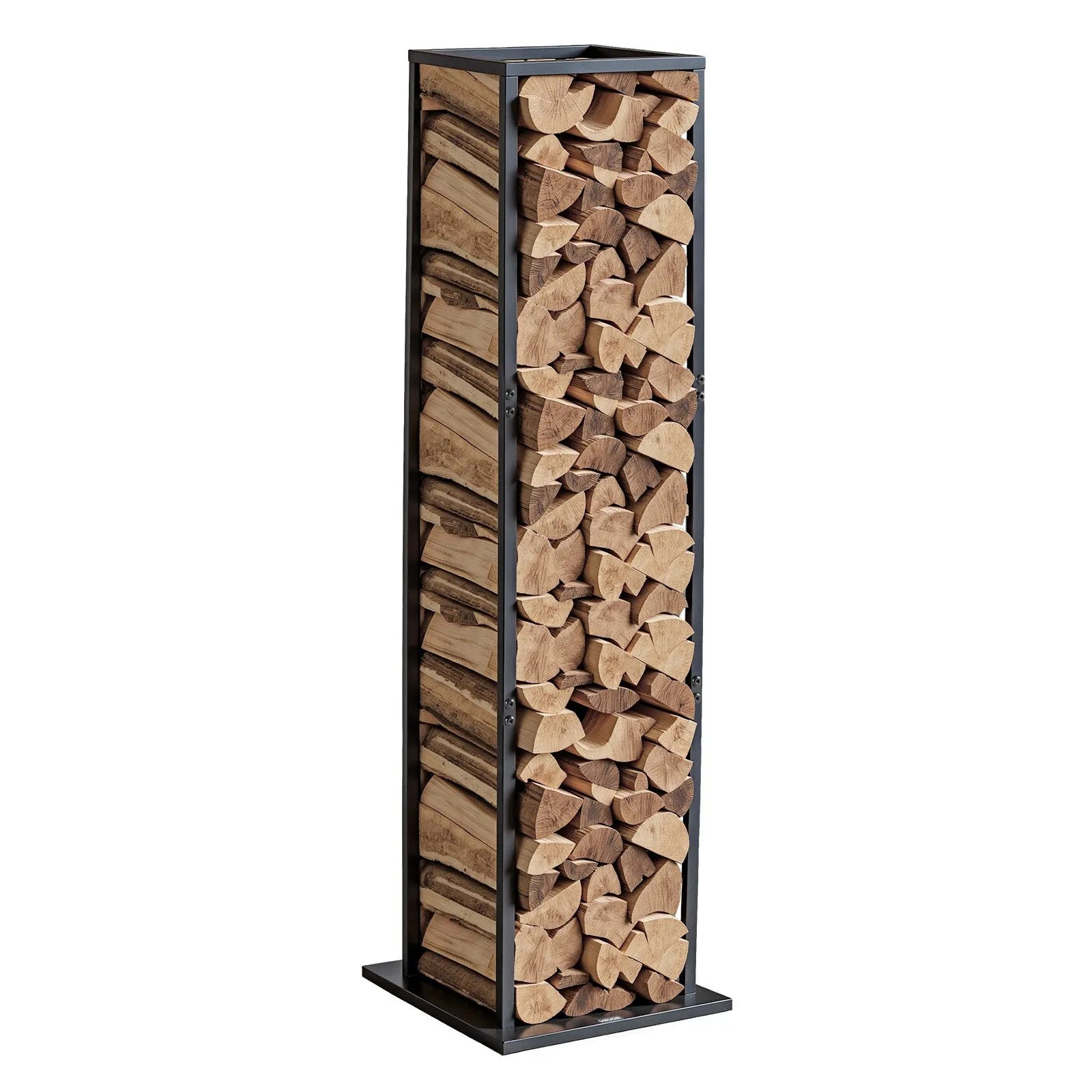 VEVOR iekštelpu malkas statīvs, 33 × 32 × 112 cm malkas turētājs, līdz 45 kg kravnesība, augsts glabāšanas statīvs, pulverkrāsota tērauda konstrukcija, izturīgs statīvs kamīnam