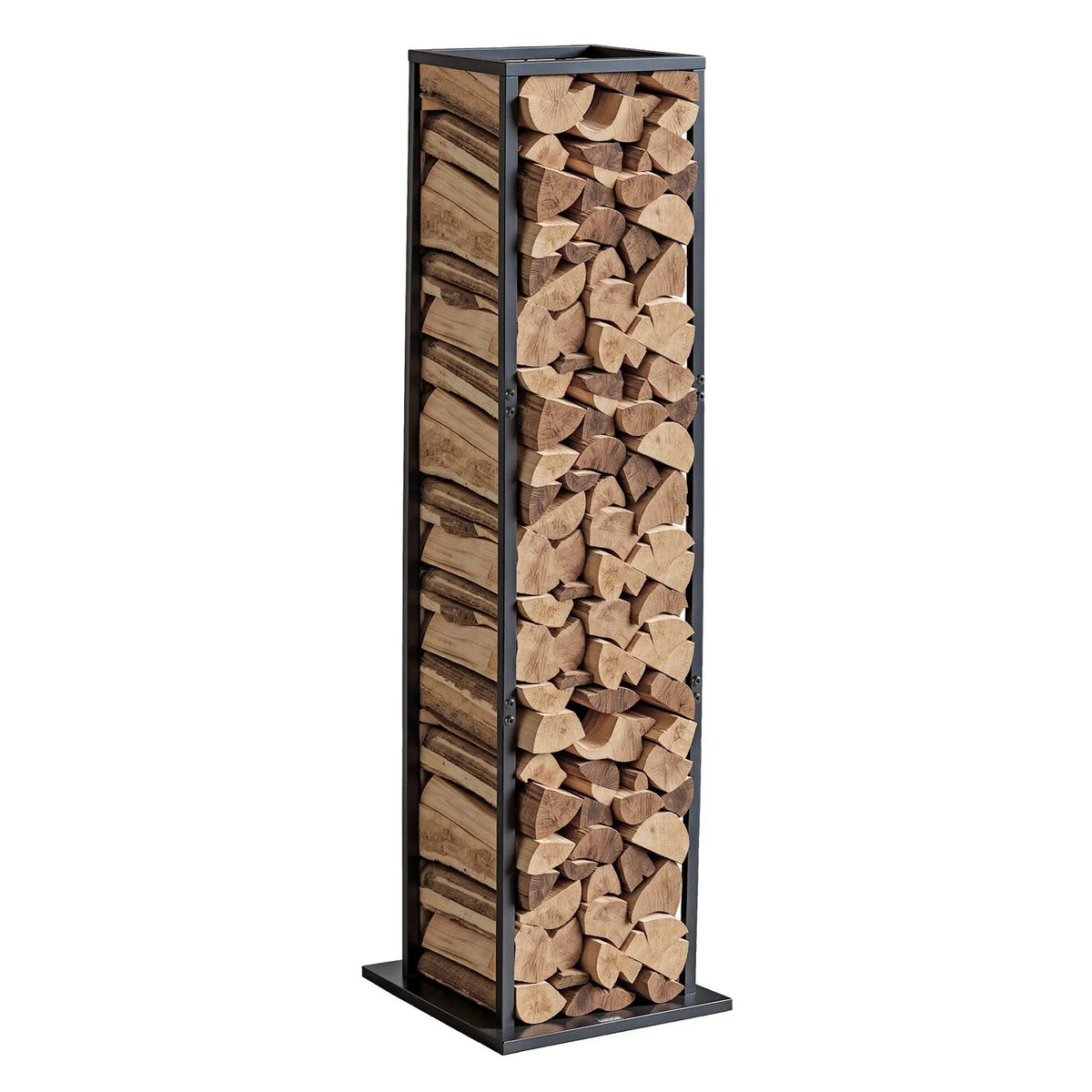 VEVOR iekštelpu malkas statīvs, 33 × 32 × 112 cm malkas turētājs, līdz 45 kg kravnesība, augsts glabāšanas statīvs, pulverkrāsota tērauda konstrukcija, izturīgs statīvs kamīnam