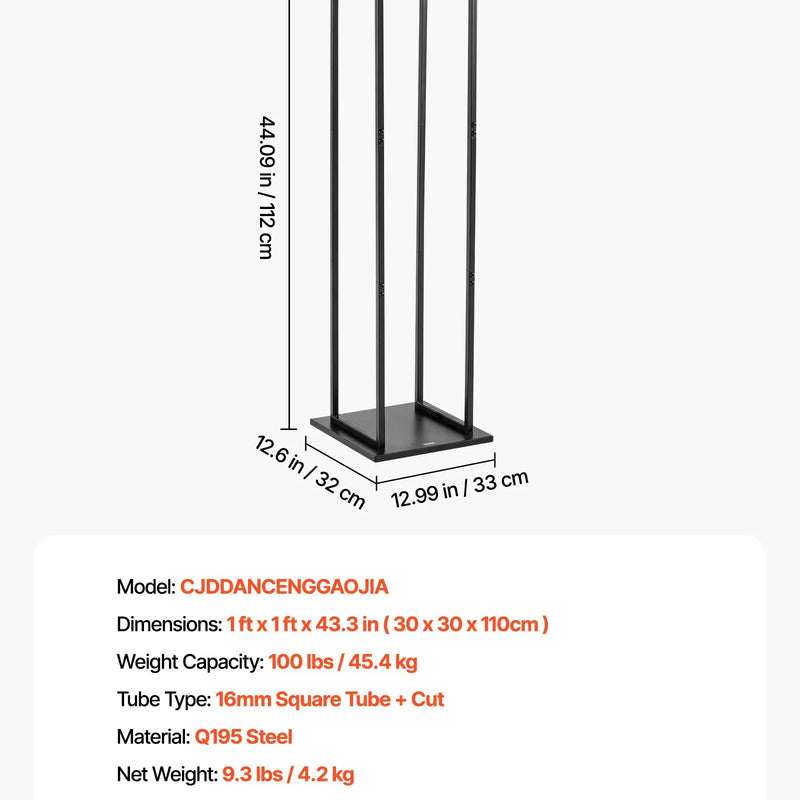 VEVOR iekštelpu malkas statīvs, 33 × 32 × 112 cm malkas turētājs, līdz 45 kg kravnesība, augsts glabāšanas statīvs, pulverkrāsota tērauda konstrukcija, izturīgs statīvs kamīnam