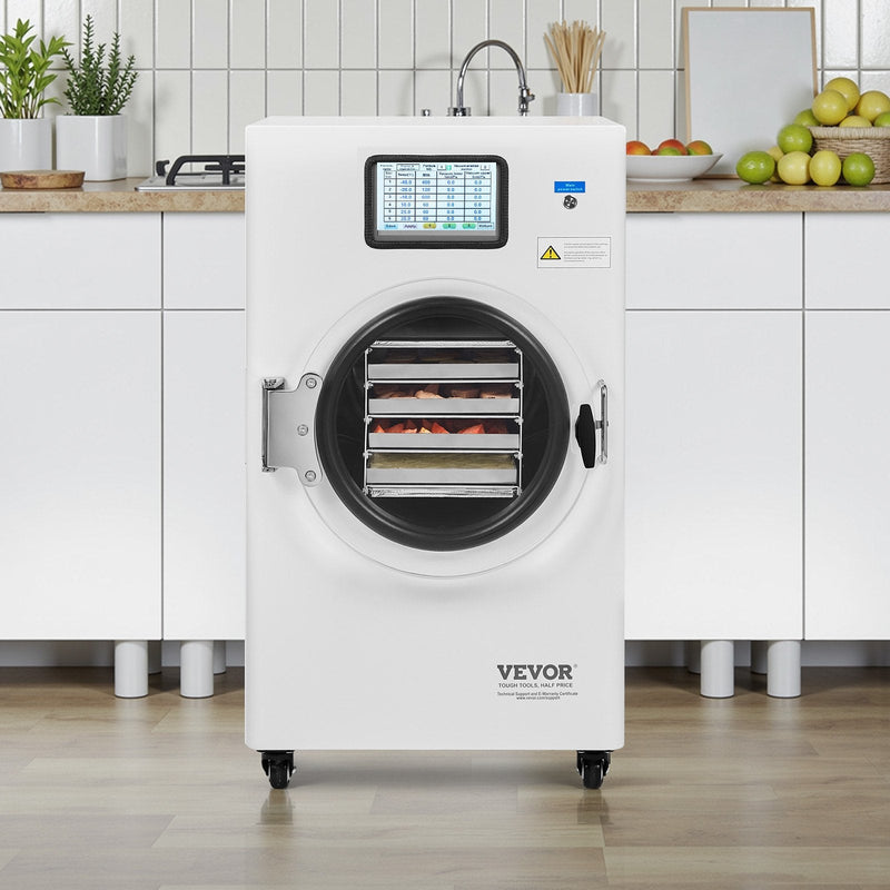 VEVOR vakuuma saldēšanas iekārta — 4 līmeņu augļu un dārzeņu saldēšanas žāvēšanas mašīna, balta
