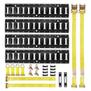 VEVOR E-Track nostiprināšanas sliežu komplekts, 4 gab., 0,6 m E-Track sliedes, 20 daļas: 2 siksnas ar sprādzi, 4 O-gredzeni, 4 D-gredzenu stiprinājumi, 2 vienas atveres turētāji, 8 gala vāciņi, piemērots garāžām, furgoniem un piekabēm