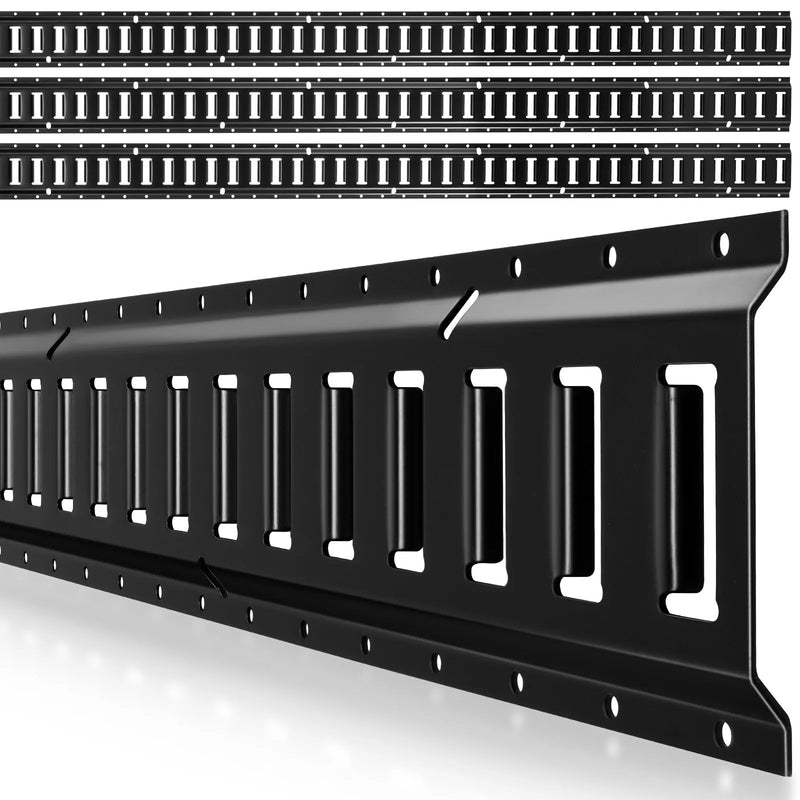 VEVOR E-Track nostiprināšanas sliedes, 4 gab., 2,3 m sliedes, nodrošina kravas un smagu priekšmetu nostiprināšanu līdz 909 kg, piemērots garāžām, furgoniem, motociklu un ATV stiprinājumiem