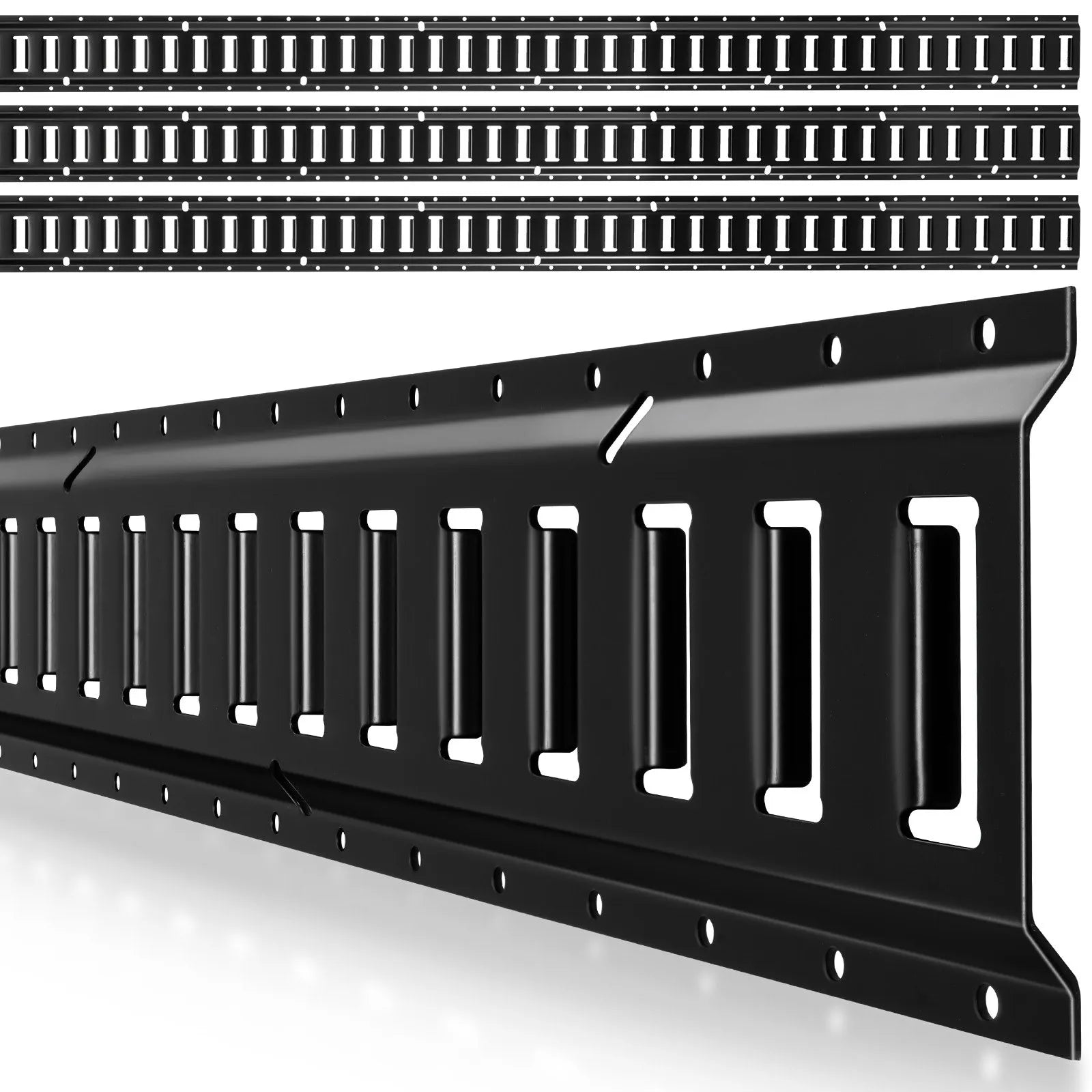 VEVOR E-Track nostiprināšanas sliedes, 4 gab., 2,3 m sliedes, nodrošina kravas un smagu priekšmetu nostiprināšanu līdz 909 kg, piemērots garāžām, furgoniem, motociklu un ATV stiprinājumiem