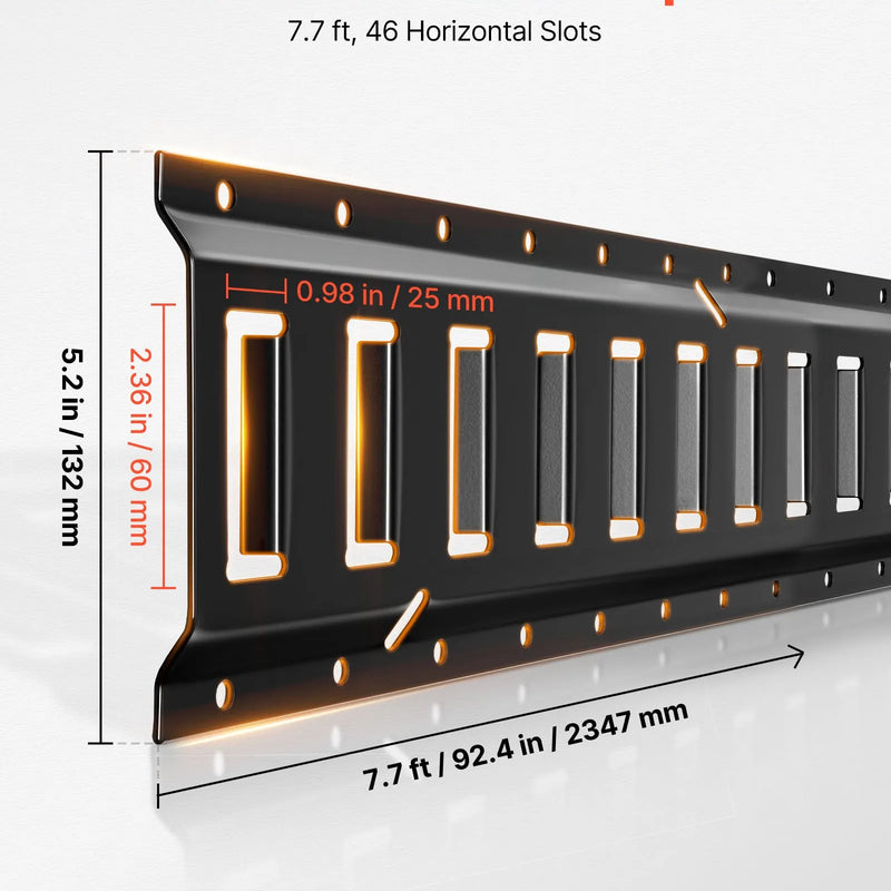 VEVOR E-Track nostiprināšanas sliedes, 4 gab., 2,3 m sliedes, nodrošina kravas un smagu priekšmetu nostiprināšanu līdz 909 kg, piemērots garāžām, furgoniem, motociklu un ATV stiprinājumiem