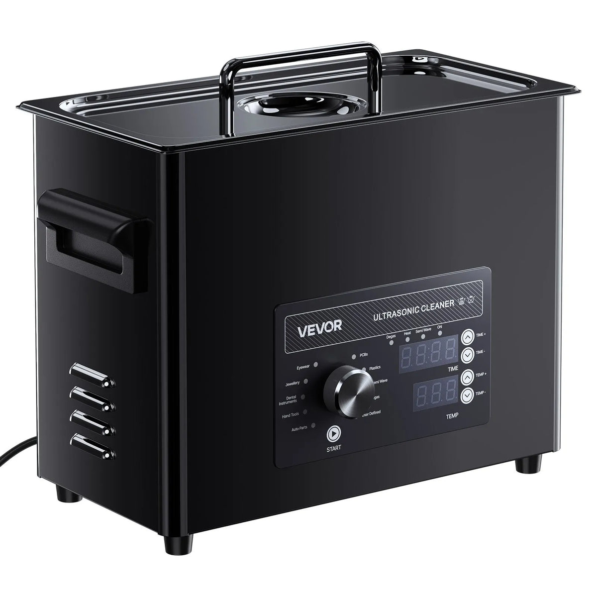 VEVOR 6 l ultraskaņas tīrītājs, profesionāla ultraskaņas tīrīšanas iekārta ar mehānisku vadību, nerūsējošā tērauda tīrīšanas ierīce ar grozu un tīrīšanas bumbiņu pulksteņiem, skuvekļiem, rotaslietām, monētām un citiem priekšmetiem