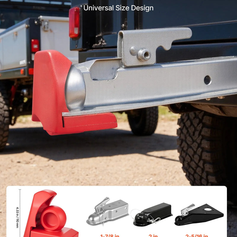 VEVOR piekabes sakabes slēdzene, piemērota 46 mm, 50,8 mm un 58,7 mm sakabēm, pastiprināta pretzagļu piekabes lodveida slēdzene ar 3 atslēgām, izturīga pret uzlaušanu un triecieniem, piemērota kemperiem, laivām un piekabēm, sarkana