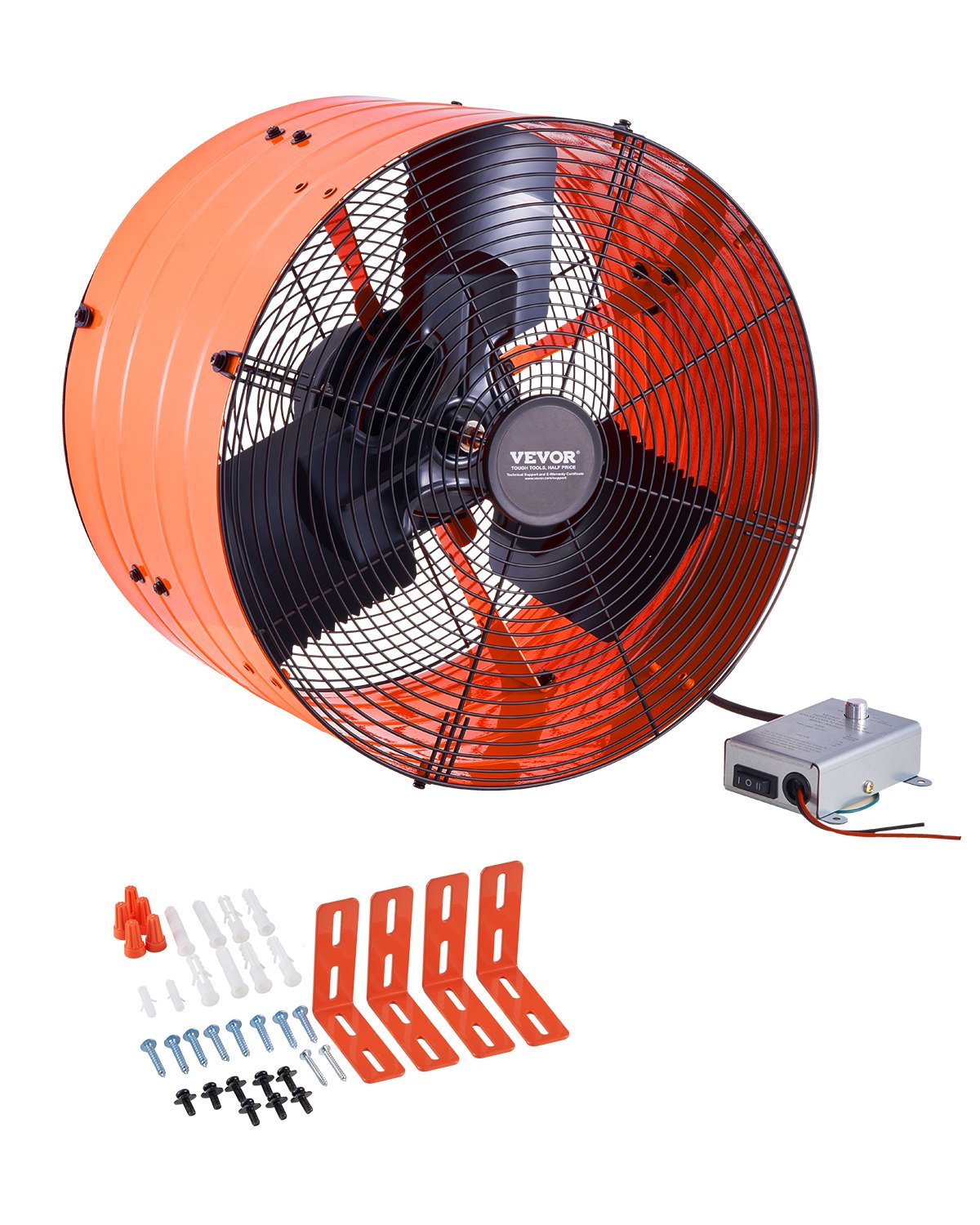 VEVOR 40,6 cm sienas stiprināmais bēniņu ventilators, 4995 m³/h, ar regulējamu termostatu