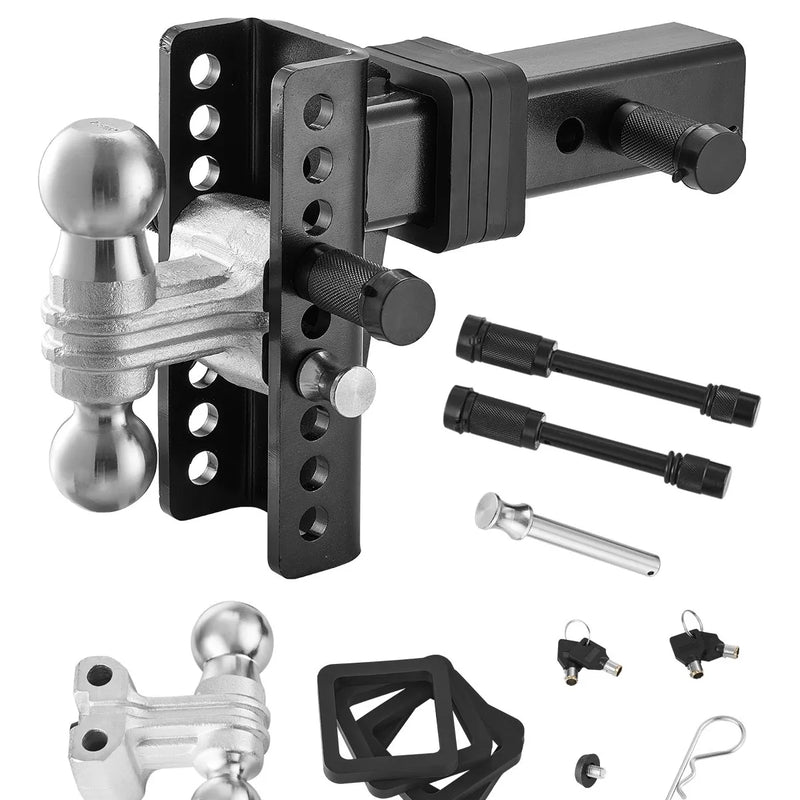 Regulējams piekabes āķis 63,5 mm uztvērējam, 152 mm nolaižamais trīskāršais lodveida āķis, vilkšanas jauda 9 979 kg