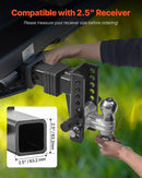 Regulējams piekabes āķis 63,5 mm uztvērējam, 152 mm nolaižamais trīskāršais lodveida āķis, vilkšanas jauda 9 979 kg