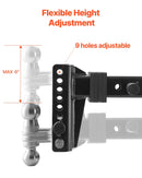 Regulējams piekabes āķis 63,5 mm uztvērējam, 152 mm nolaižamais trīskāršais lodveida āķis, vilkšanas jauda 9 979 kg