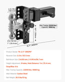 Regulējams piekabes āķis 63,5 mm uztvērējam, 152 mm nolaižamais trīskāršais lodveida āķis, vilkšanas jauda 9 979 kg