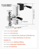 Regulējams piekabes āķis ar 63,5 mm sakabi, 203 mm nolaišanu, trīskāršo lodveida āķi, kravnesība 8 390 kg