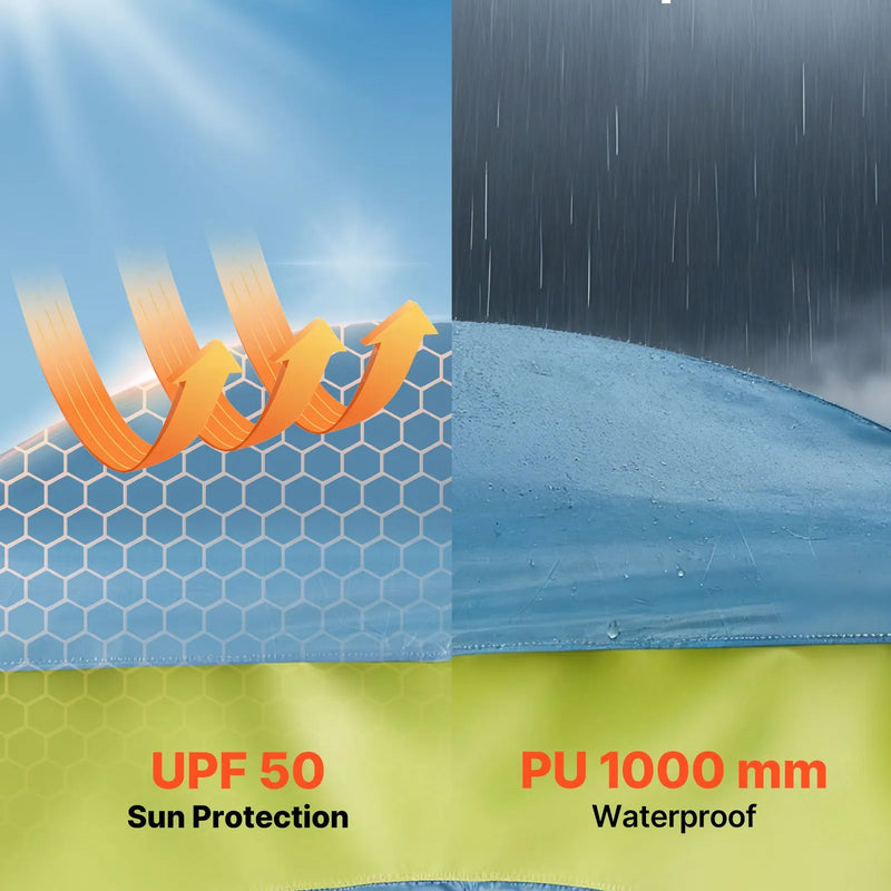 VEVOR kempinga dušas telts ar 1 nodalījumu, pārnēsājama privātuma telts pārģērbšanai ar dušas maisu, mietiņiem, stiprinājuma virvēm, pārnēsāšanas somu un atbalsta stieņiem, 150D Oksfordas audums ar sudraba pārklājumu, piemērota kempingam un makšķerēšanai