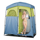 VEVOR kempinga dušas telts ar 2 nodalījumiem, pārnēsājama privātuma telts ar dušas maisu, mietiņiem, stiprinājuma virvēm, pārnēsāšanas somu un atbalsta stieņiem, 150D Oksfordas audums ar sudraba pārklājumu, piemērota kempingam un makšķerēšanai