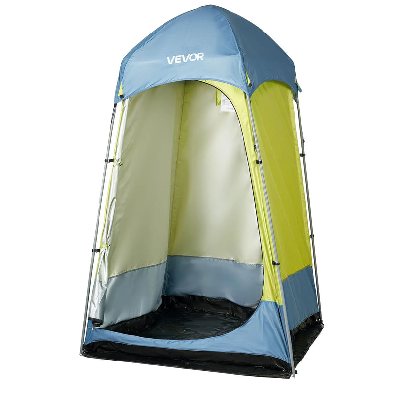 VEVOR kempinga dušas telts ar 1 nodalījumu, pārnēsājama privātuma telts pārģērbšanai ar mietiņiem, stiprinājuma virvēm, pārnēsāšanas somu un tērauda stieņiem, 200D Oksfordas audums ar sudraba pārklājumu, piemērota kempingam, pludmalei un makšķerēšanai