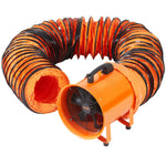 30,5 cm pārnēsājamais ventilators, 2 ātrumu, 4915 m³/h jaudīgs rūpnieciskais aksiālais ventilators ar 10 m elastīgo gaisa vadu, piemērots pagrabiem, darbnīcām un noliktavām, oranžs
