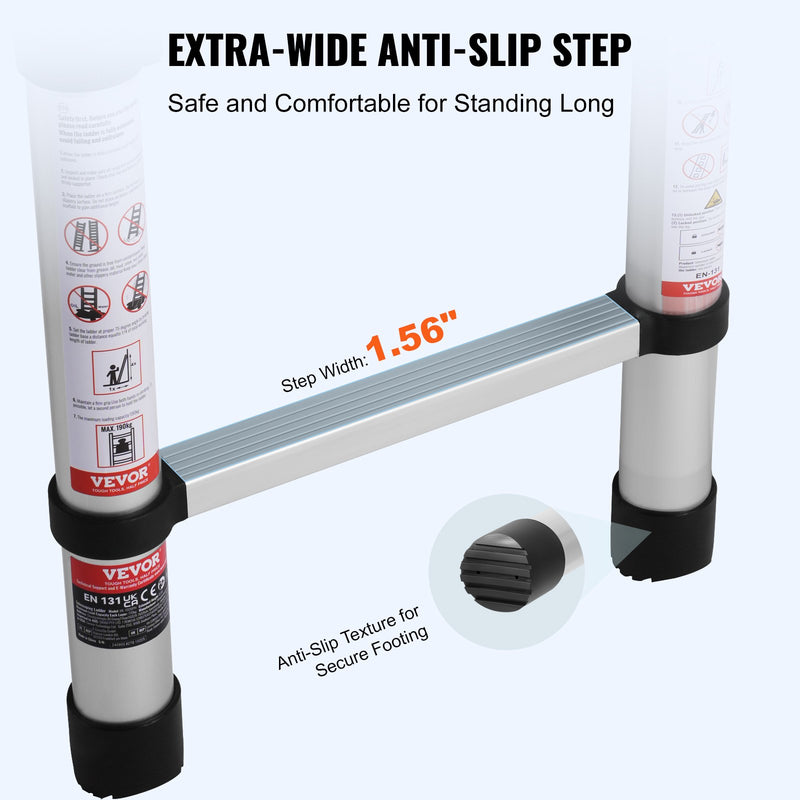 VEVOR teleskoopredel, 2,6 m, ühe nupuvajutusega, 170 kg koormus