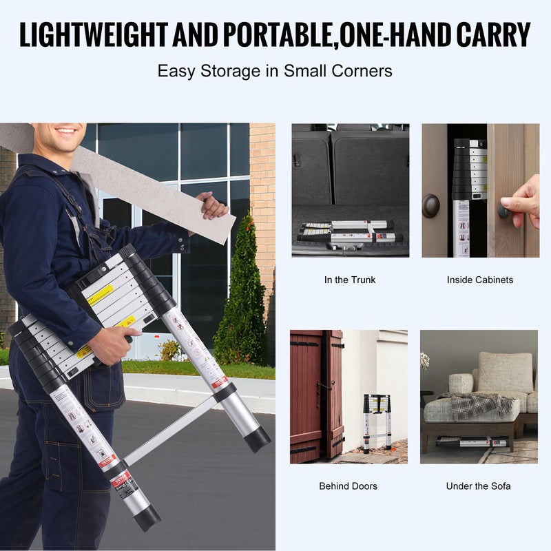 VEVOR teleskoopredel, 2,6 m, ühe nupuvajutusega, 170 kg koormus