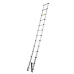 VEVOR 3,8 m teleskopiskā alumīnija kāpne, viegla daudzfunkcionāla salokāma pagarināmā kāpne ar vienpieskāriena nolaišanas mehānismu, maksimālā slodze 150 kg, ar neslīdošām kājām, piemērota mājai, āra darbiem un bēniņiem