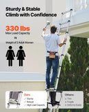 VEVOR 3,8 m teleskopiskā alumīnija kāpne, viegla daudzfunkcionāla salokāma pagarināmā kāpne ar vienpieskāriena nolaišanas mehānismu, maksimālā slodze 150 kg, ar neslīdošām kājām, piemērota mājai, āra darbiem un bēniņiem