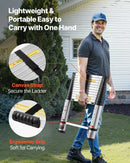 VEVOR 3,8 m teleskopiskā alumīnija kāpne, viegla daudzfunkcionāla salokāma pagarināmā kāpne ar vienpieskāriena nolaišanas mehānismu, maksimālā slodze 150 kg, ar neslīdošām kājām, piemērota mājai, āra darbiem un bēniņiem