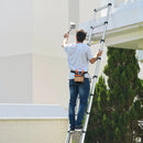 VEVOR 3,8 m teleskopiskā alumīnija kāpne, viegla daudzfunkcionāla salokāma pagarināmā kāpne ar vienpieskāriena nolaišanas mehānismu, maksimālā slodze 150 kg, ar neslīdošām kājām, piemērota mājai, āra darbiem un bēniņiem