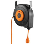 VEVOR 1600W automatically retractable extension cord with 15 m power cord, 1 m input cord