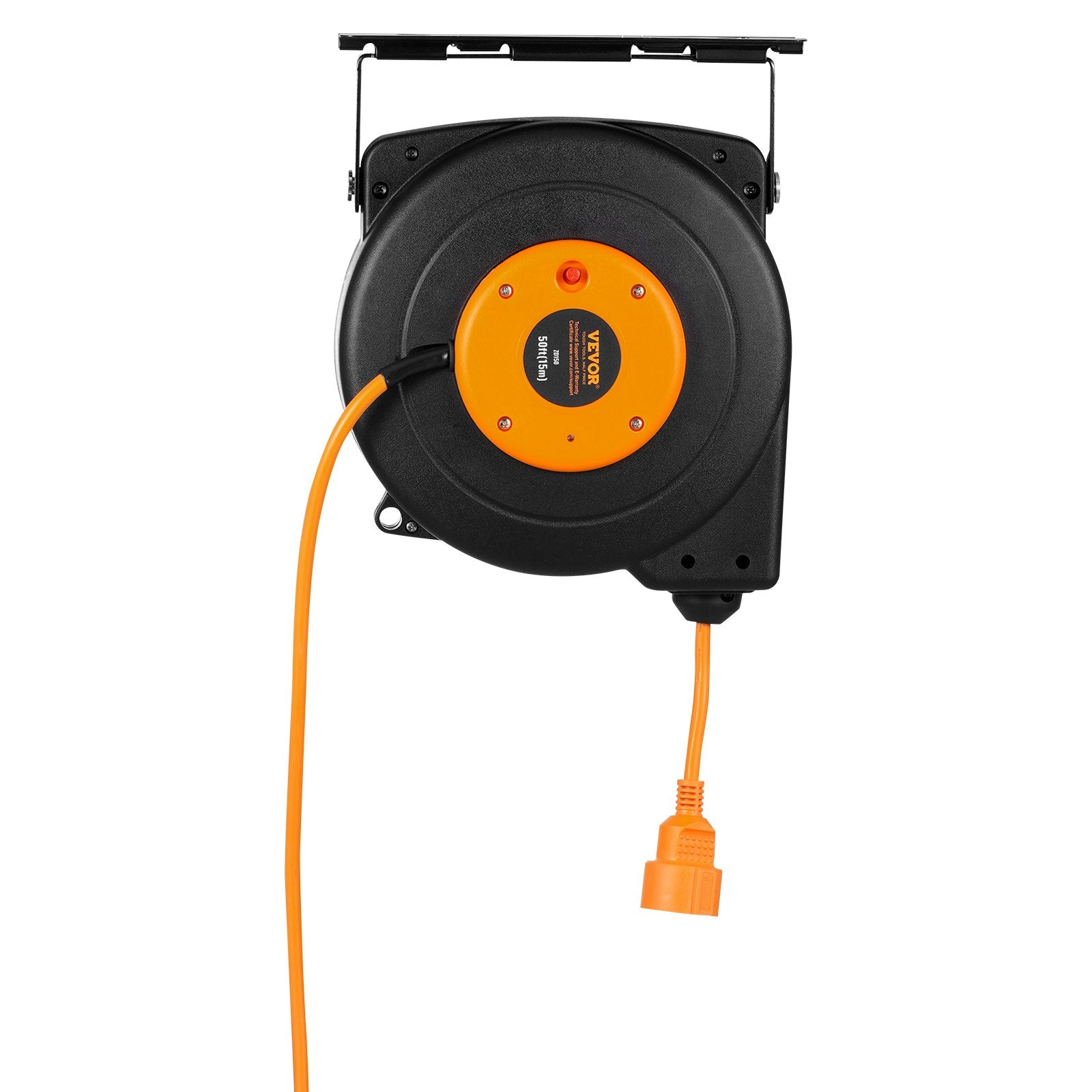 VEVOR 1600W automatically retractable extension cord with 15 m power cord, 1 m input cord