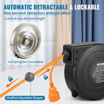 VEVOR 1600W automatically retractable extension cord with 15 m power cord, 1 m input cord