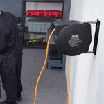 VEVOR 1600W automatically retractable extension cord with 15 m power cord, 1 m input cord