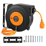 VEVOR 1600W automatically retractable extension cord with 15 m power cord, 1 m input cord
