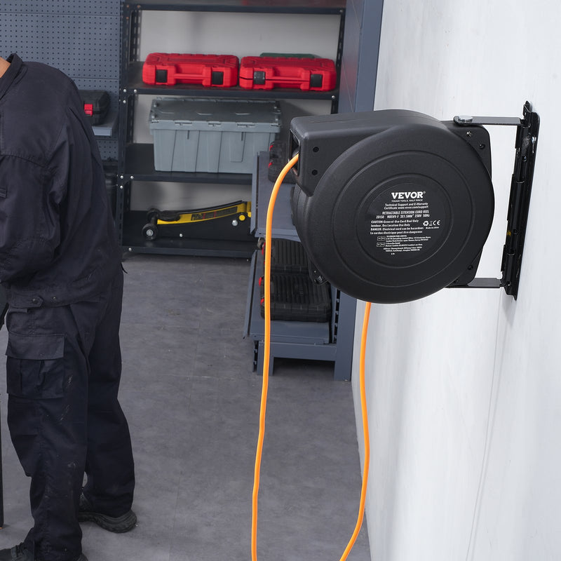 VEVOR 1000W automātiski ievelkama pagarinātāja spole ar 19 m strāvas vadu, 1 m ievadvads