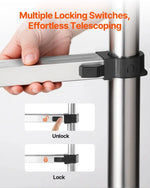 VEVOR teleskopiskās kāpnes 2540 mm no nerūsējošā tērauda, 9 pakāpienu izvelkamas kāpnes ar daudzpakāpju salocīšanas mehānismu, celtspēja 150 kg, neslīdošas kājiņas, vieglas un pārnēsājamas, piemērotas mājai, kemperim un loftam