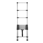 VEVOR teleskopiskās kāpnes 2540 mm no nerūsējošā tērauda, 9 pakāpienu izvelkamas kāpnes ar daudzpakāpju salocīšanas mehānismu, celtspēja 150 kg, neslīdošas kājiņas, vieglas un pārnēsājamas, piemērotas mājai, kemperim un loftam