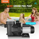 VEVOR virszemes baseina sūknis, 1100 W, 220–240 V, divu ātrumu 1450/2860 apgr./min, maksimālā plūsma 27 800 l/h, energoefektīvs baseina sūknis ar CE sertifikāciju