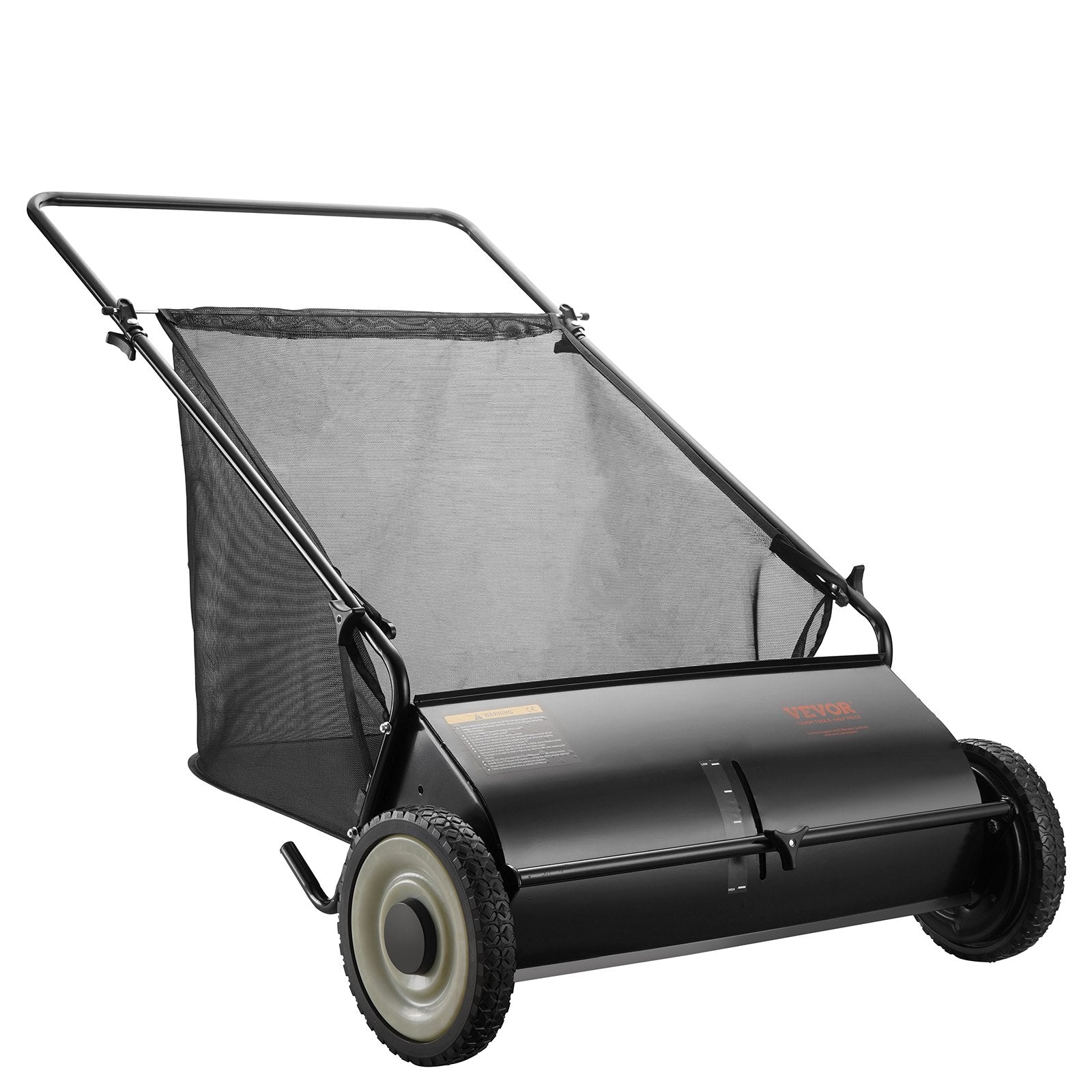 VEVOR Hand-Pushed Leaf and Grass Collector, 66 cm leaf and grass collector, durable rubber tires and thick steel construction, built to last with a high-capacity 198 L mesh collection bag, 4 cutting brushes