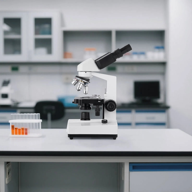 VEVOR binokulārais mikroskops pieaugušajiem, profesionāls saliktais mikroskopa komplekts ar 40–5000× palielinājumu, divslāņu paraugu galdu un diviem okulāru komplektiem, alumīnija sakausējuma korpusu, LED apgaismojumu un tālruņa turētāju