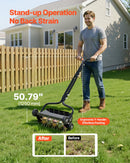 VEVOR zāliena aerators 45 cm manuāls stumjams ar 4 riteņiem un rokturi, ar iespēju pievienot līdz 18 kg svaru, izturīgs augsnes aerācijas instruments dārzam un zāliena kopšanai