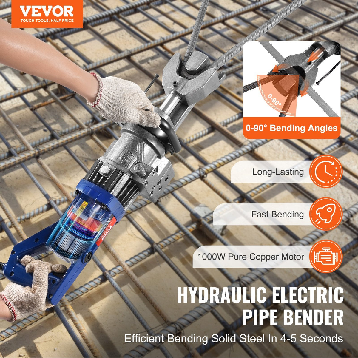 VEVOR 1000W elektriskais hidrauliskais armatūras locītājs – locīšana līdz 6-16 mmi (#5), armatūrai