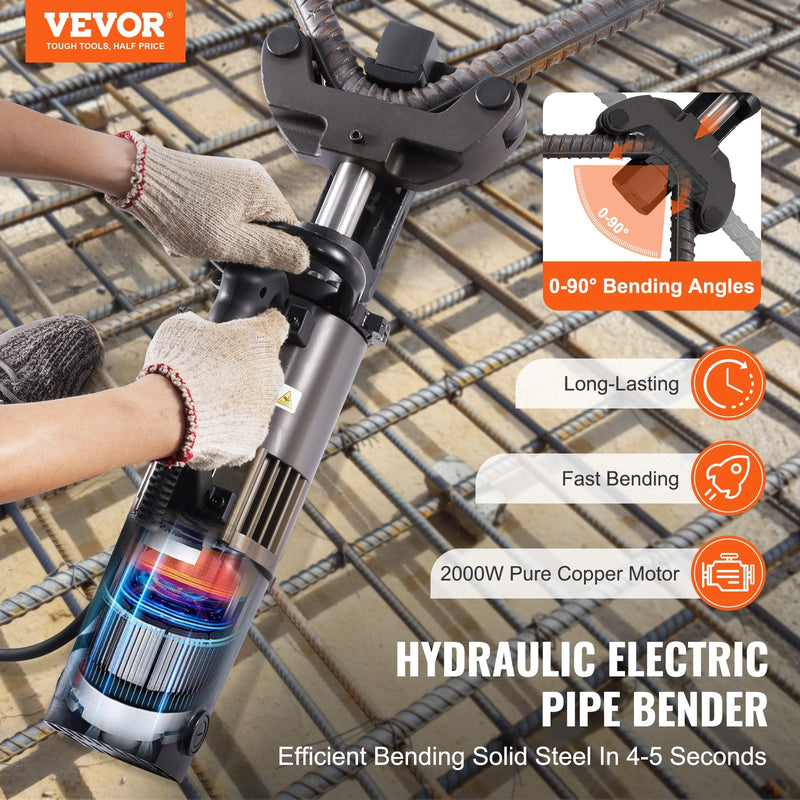 VEVOR 2000W elektriskais hidrauliskais armatūras locītājs – locīšana līdz 20-32 mm armatūrai