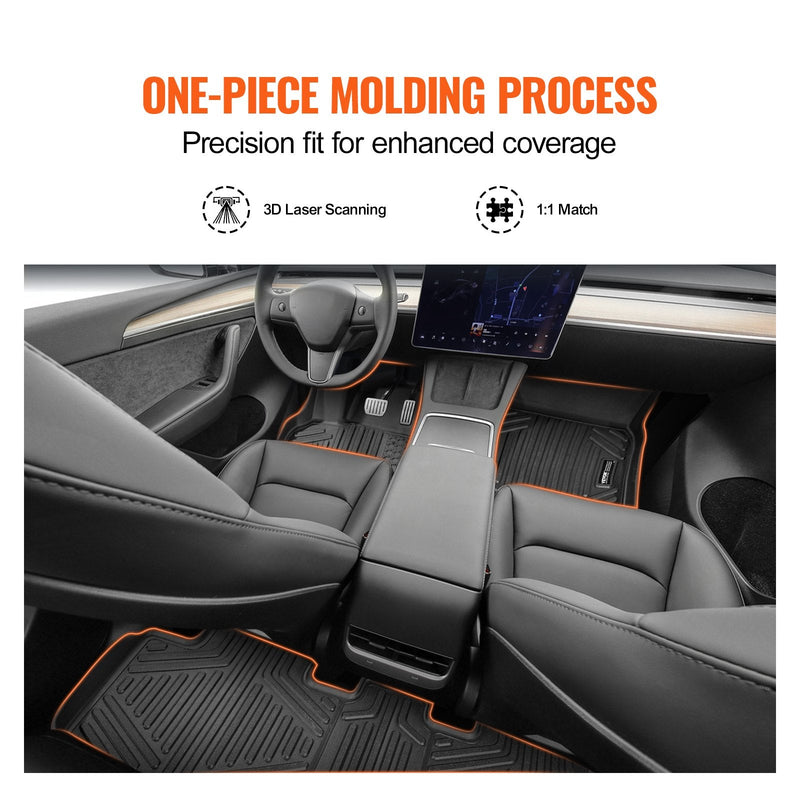 VEVOR automašīnas grīdas paklāji Tesla Model Y (2021–2024), 3 gab., TPE