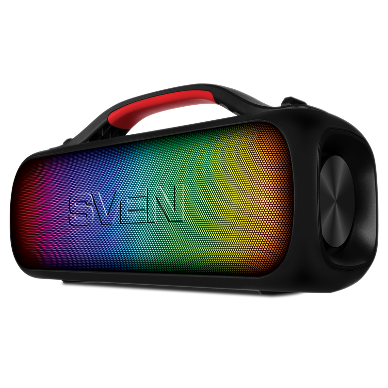 2.0 pārnēsājamais skaļrunis SVEN PS-360, melns, izejas jauda 2 × 12 W (RMS), ūdensizturīgs (IPX5), TWS, Bluetooth, FM, USB, litija akumulators