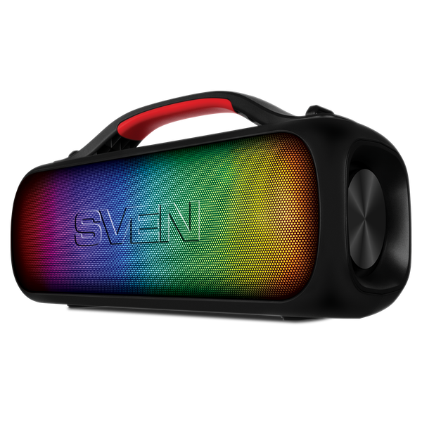 2.0 pārnēsājamais skaļrunis SVEN PS-360, melns, izejas jauda 2 × 12 W (RMS), ūdensizturīgs (IPX5), TWS, Bluetooth, FM, USB, litija akumulators