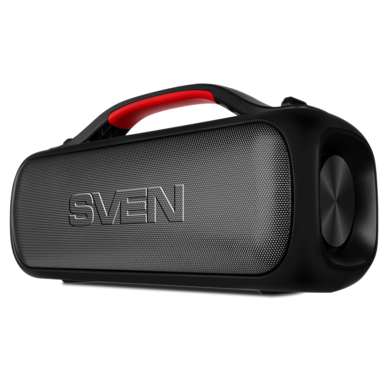 2.0 pārnēsājamais skaļrunis SVEN PS-360, melns, izejas jauda 2 × 12 W (RMS), ūdensizturīgs (IPX5), TWS, Bluetooth, FM, USB, litija akumulators