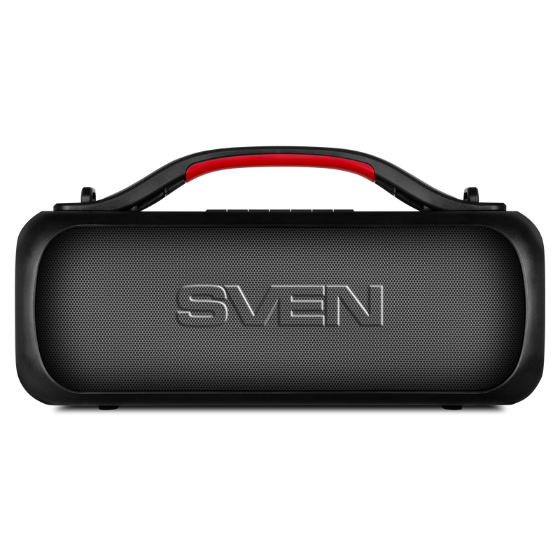 2.0 pārnēsājamais skaļrunis SVEN PS-360, melns, izejas jauda 2 × 12 W (RMS), ūdensizturīgs (IPX5), TWS, Bluetooth, FM, USB, litija akumulators