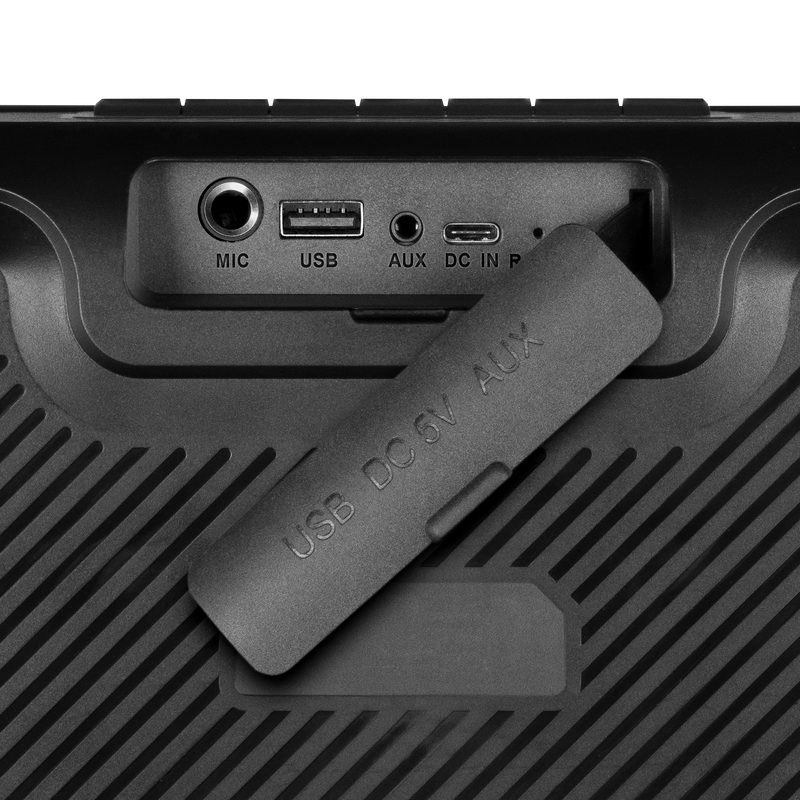 2.0 pārnēsājamais skaļrunis SVEN PS-360, melns, izejas jauda 2 × 12 W (RMS), ūdensizturīgs (IPX5), TWS, Bluetooth, FM, USB, litija akumulators