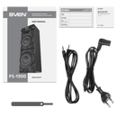 2.0 portatīvā skaļruņu sistēma SVEN PS-1900, melna, 2×500 W (RMS), TWS, Bluetooth, FM, USB, LED displejs, maiņstrāvas barošana