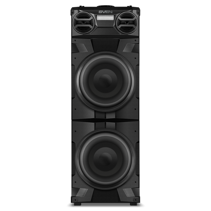 2.0 portatīvā skaļruņu sistēma SVEN PS-1900, melna, 2×500 W (RMS), TWS, Bluetooth, FM, USB, LED displejs, maiņstrāvas barošana