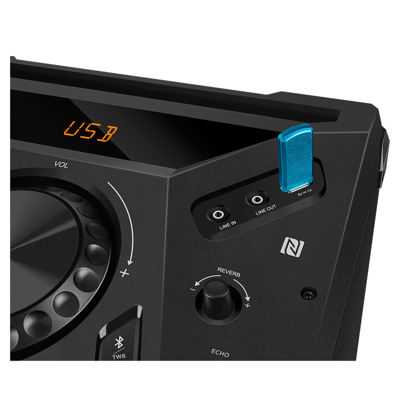 2.0 portatīvā skaļruņu sistēma SVEN PS-1900, melna, 2×500 W (RMS), TWS, Bluetooth, FM, USB, LED displejs, maiņstrāvas barošana