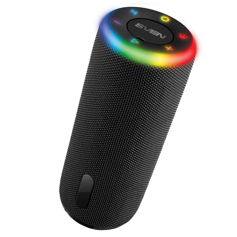 Pārnēsājamais skaļrunis SVEN PS-150, melns, 2×5 W RMS, Bluetooth, TWS, FM, USB, litija akumulators